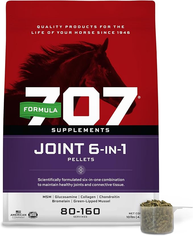 Formula 707 Joint 6in1 Equine Supplement 10 lb Bag – Support for Joint Integrity and Inflammatory Response in Horses – Green-Lipped Mussel MSM Glucosamine Chondroitin &amp Collagen