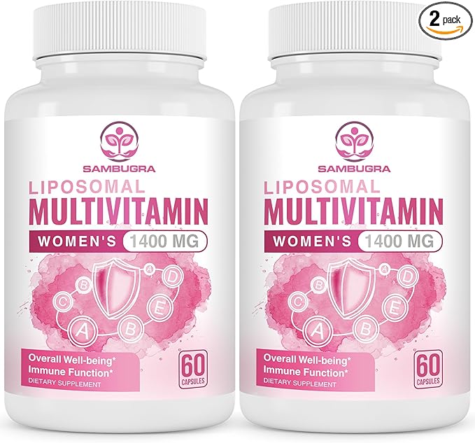 Liposomal Multivitamin for Women 1400MG - Womens Daily Multi Vitamins Supplements with Iron Vitamin A C D E and B Complex for Immune Health Hair &amp Skin Support for Women 18+(2 Pack)