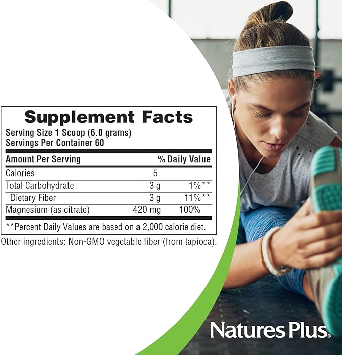 NaturesPlus KalmAssure Magnesium Powder - 0.8 lb - Unflavored - Supports Nerve and Muscle Relaxation - Non-GMO Gluten Free Vegan - 60 Servings
