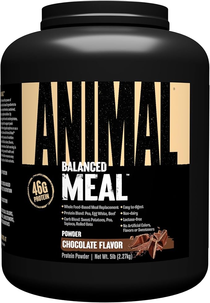 Animal Meal - Protein Shake with Whole Food Ingredients Aids in Muscle Recovery with Egg White Beef &amp Pea Protein Blend Chocolate Flavor 5 lbs