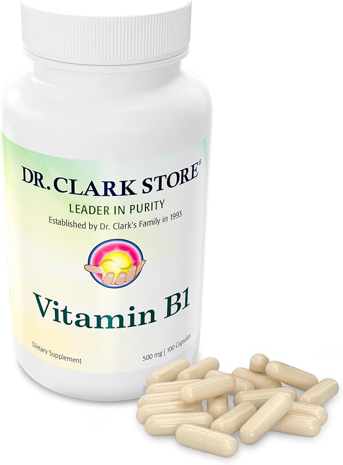 Dr. Clark Vitamin B1 Thiamine 400mg Supplement -Thiamine B1 Supplement for Healthy Nervous System &amp Energy Metabolism Gluten-Free Dairy Free - 100 Gelatin Capsules