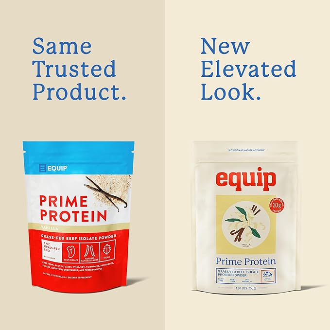 Equip Foods Prime Protein Powder | Clean Grass Fed Beef Protein Powder | Carnivore Protein Isolate | Paleo Keto Friendly | Gluten &amp Dairy Free | Helps Build &amp Repair Tissue | 30 Servings Va