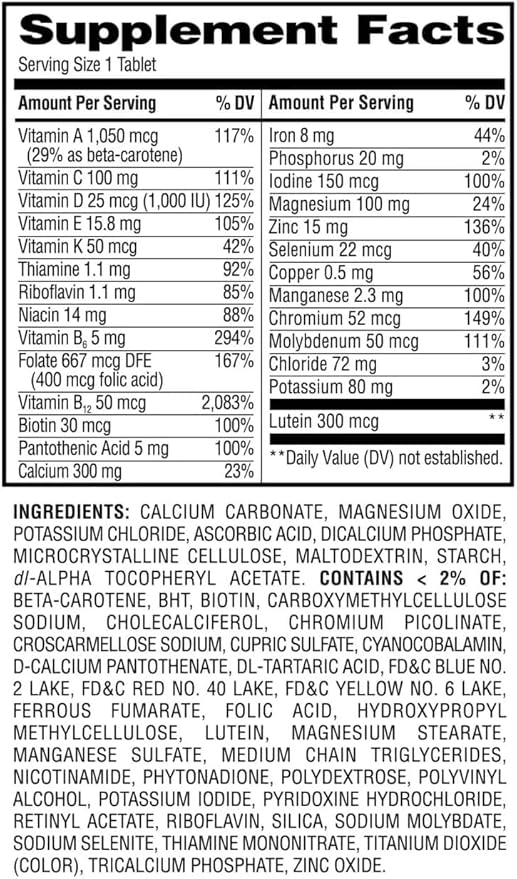 Complete Multivitamin for Women 50+ Daily Multimineral Supplement Tablets 200 Count Sticker