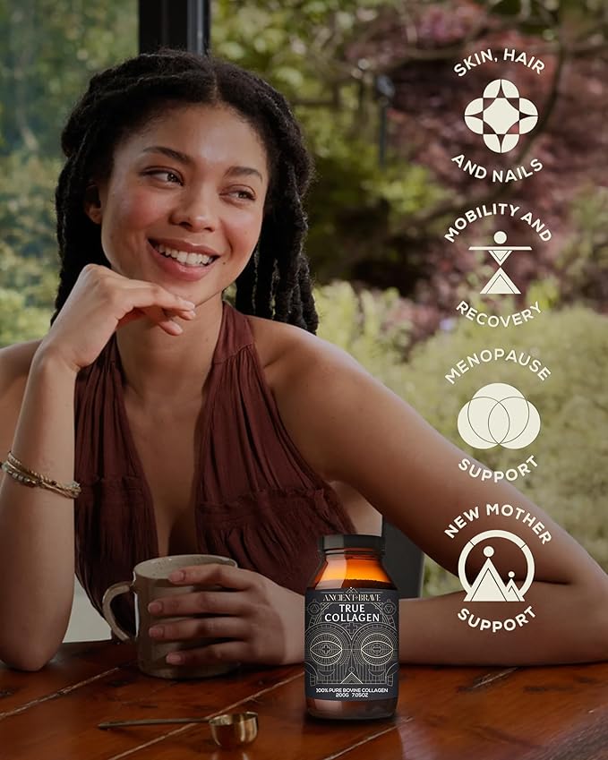 Ancient + Brave True Collagen Powder 7.05oz (Ap 33 Servings) EU Grass Fed Collagen Peptides Highly Absorbable Protein Powder Supplements for Women Supplement for Hair Skin and Nails
