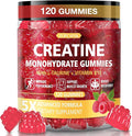 Creatine Gummies for Men &amp Women - Chewable Creatine Gummy with Taurine &amp Vitamin B12 5g Creatine Monohydrate per Serving 120 Gummies - Raspberry Flavor Raspberry-Shaped
