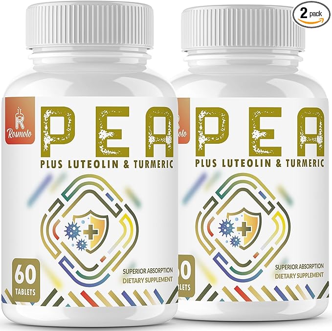 1500 MG Palmitoylethanolamide with Luteolin 98% &amp Turmeric High Absorption Micronized Pea Supplement for Discomfort Management- USA Made - 120 Tablets