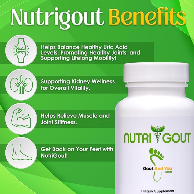 NutriGout Uric Acid Cleanse Supplement w/Turmeric Celery Seed Bromelain Milk Thistle Dandelion and Chanca Piedra 60 Vegetarian Capsules of 500 mg Each