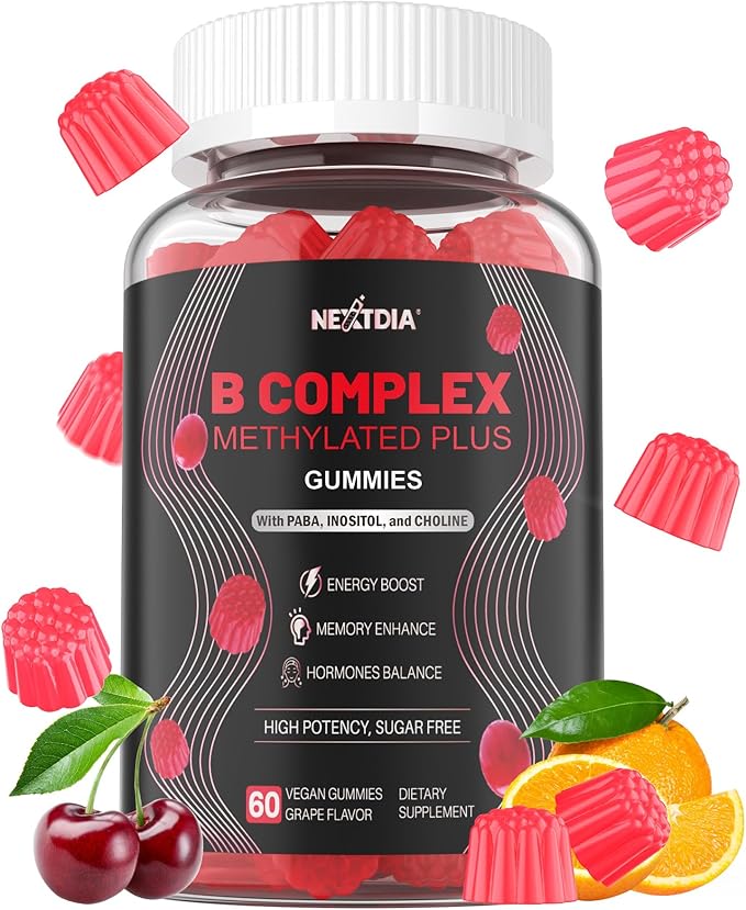 Super Methylated B Complex Vitamin Gummies – All B Vitamins + Inositol Biotin PABA Iron Choline for Women &amp Men Methyl B12 2000 mcg Folate B1B2B3B5B6B7 Supports MTHFR Gene &amp Energ