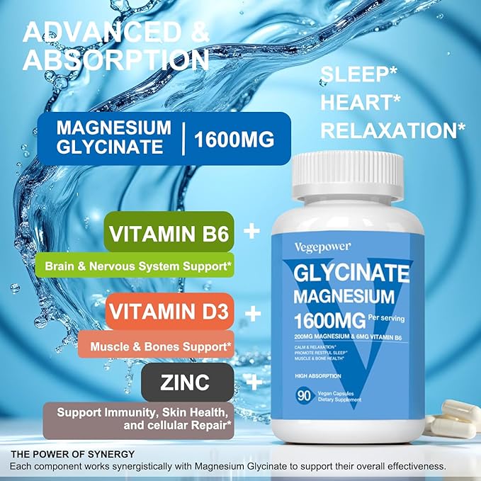 Iron Supplement Gummies + Magnesium Glycinate 1600 MG with Vitamin B6 180 Count
