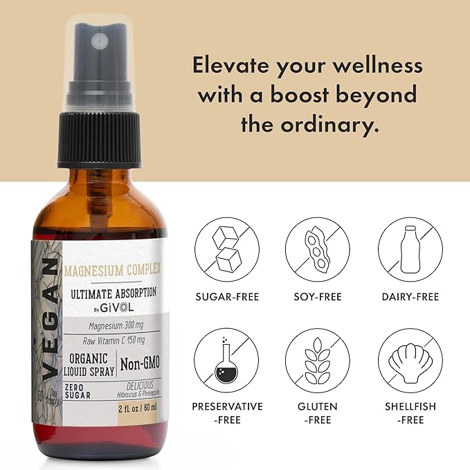 Tri Magnesium Complex - Magnesium Biglycinate Citrate &amp Taurate Liquid Spray 300mg w/Raw Vitamin C and Organic ZINC Boost Mist 40mg (Extra Strength) - Sugar Free with VIT C and Elderberry Extract