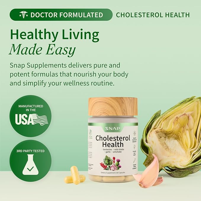 Snap Supplements Cholesterol Health +Kidney Health Bundle 60 Vegetarian Capsules Each