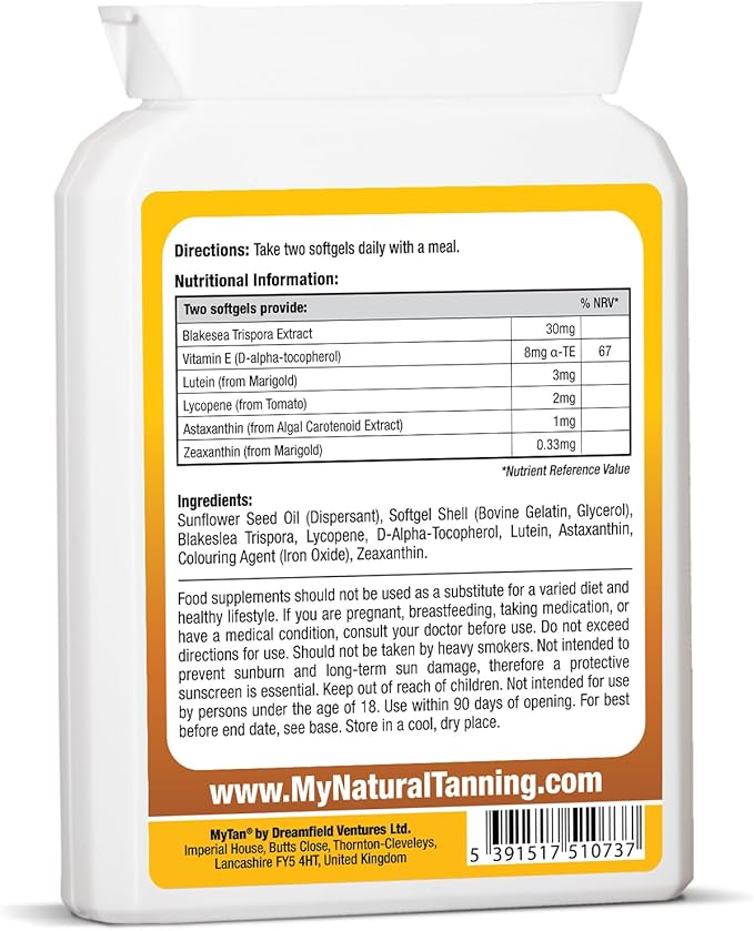 Bronze Tanning Pills | 100 Softgels | Sunless Tan Supplement | with Astaxanthin Lutein Lycopene and More | Over 7-Week Supply