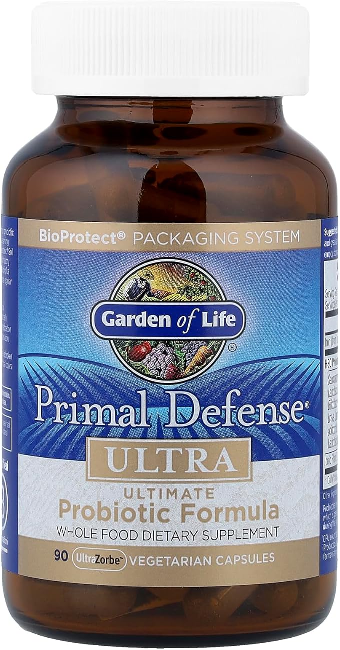 Garden of Life Probiotics for Digestive Health Balance Primal Defense Ultra Ultimate Formula 15 Billion CFU and 13 Strains Plus HSOs Vegetarian and Gluten Free 90 Capsules
