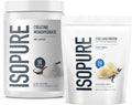 Isopure Bundle of Zero Carb 100% Pure Whey Isolate Protein Powder Creamy Vanilla 25g Protein Per Serving 1 Lb 14 Servings + Isopure 100% Pure Creatine Monohydrate Powder 100 Servings