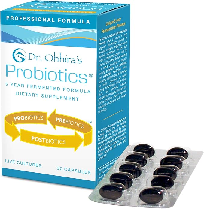 Essential Formulas Dr. Ohhira’s Probiotics Professional Formula with 5 Year Fermented Prebiotics Live Active Probiotics and The only Product with Postbiotic Metabolites 30 Capsules