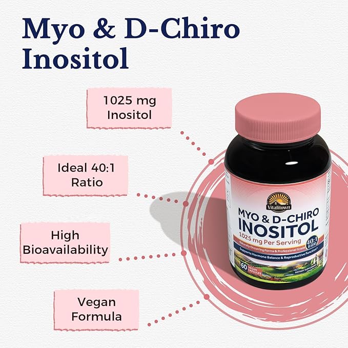 Vitalitown Probiotics &amp Inositol Bundle - 120 Billion CFUs 36 Strains + Prebiotics &amp Digestive Enzymes + Myo-Inositol &amp D-Chiro Digestive Health Immune &amp Hormone Balance for Men &amp