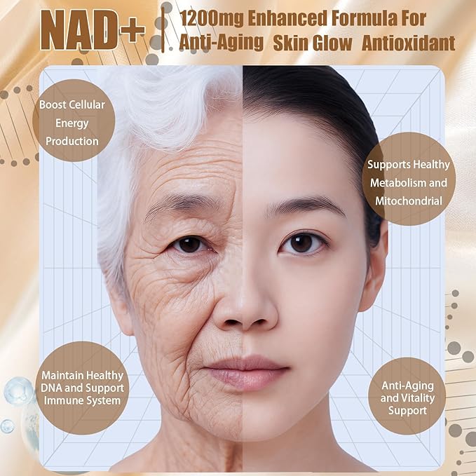 NAD+Advanced Cellular Renewal - 1200mg NAD+Liquid Supplements for Energy &amp Focus - 10 Vials (1)