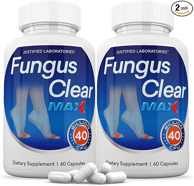 Justified Laboratories (2 Pack Fungus Clear Max Pills 40 Billion CFU Probiotic 120 Capsules