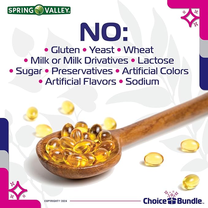 Spring Valley Vitamin D3 Softgels 125 mcg 5000 IU 250 Ct 3 pk (750 Total) + Vitamin Vitality &amp Pill Container (5 Items)!