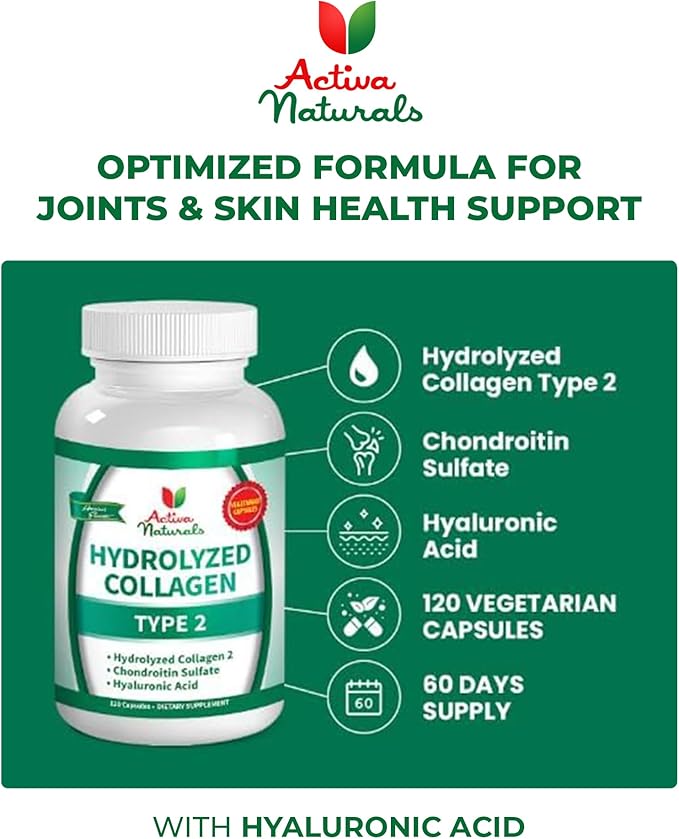 Collagen Type 2 with Chondroitin &amp Hyaluronic Acid + Chanca Piedra Capsules – Skin Hair &amp Nail Care Herbal Wellness Gallbladder &amp Kidney Support 120 Vegetable Capsules for Daily Use