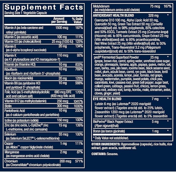 Vthrive Bioactive Men's Multivitamin - One-Daily Multi (60 Vegetable Capsules)