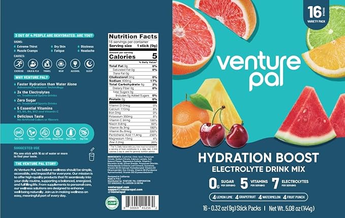 Venture Pal Magnesium Lotion &amp Sugar-Free Electrolyte Powder Packets