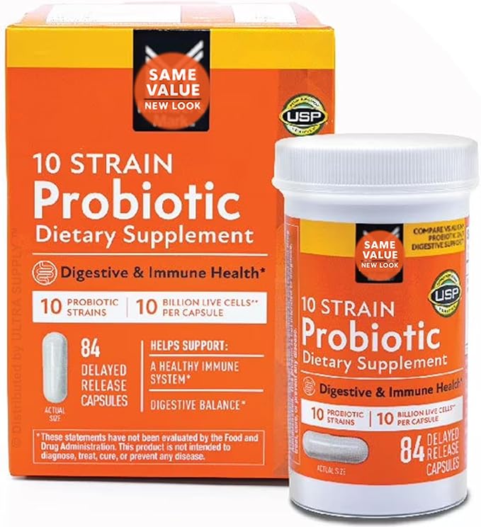 Members Mark 10 Strain Probiotic 10 Billion CFU 84 Count | Delayed-Release Capsules - Supports Digestive &amp Immune Health