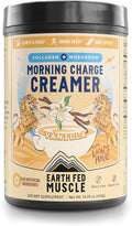 Earth Fed Muscle Morning Charge Protein Coffee Creamer with Collagen &amp Lion’s Mane – Organic Coffee Creamer with Adaptogenic Mushrooms – Dairy-Free Soy-Free Gluten-Free – 24 Serving