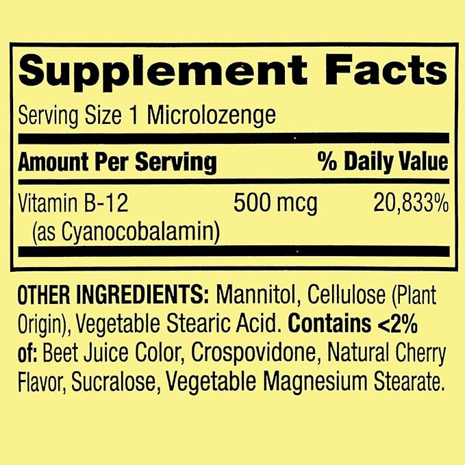 Sublingual B12 500 mcg- Spring Valley 500 mg Cherry Flavor 200 ct (Pack of 1) Set with Basket Goods Store