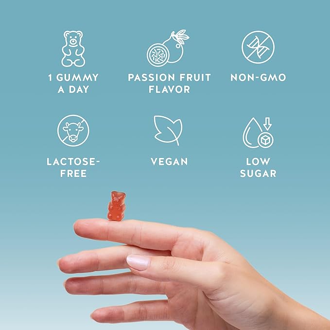 Bears with Benefits Vegan Melatonin 5mg Gummies Sleep Gummies for Reduced time to Fall Asleep with Vitamin B6 &amp Passion Fruit Extract - Super Snooze Sleep Vitamin (60 Gummies)