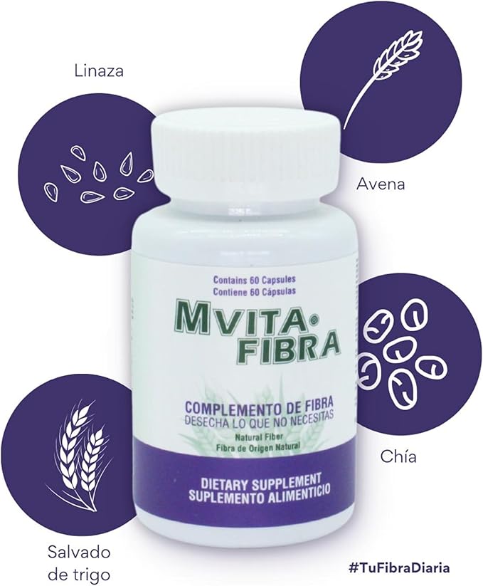 MVITA® Fiber Supplement Plant-Based Fiber Capsules with Chia Oats Flaxseed &amp Wheat Bran Dietary Fiber Blend Digestive Wellness Support 3 Pack (180 Capsules)