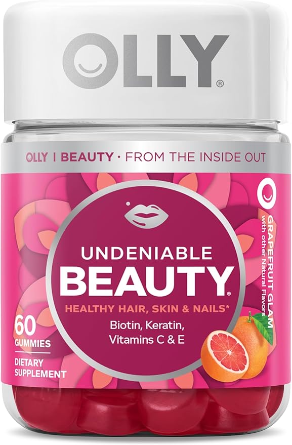 OLLY Extra Strength Daily Energy Gummy Caffeine Free 1000mcg Vitamin B12 CoQ10 Goji Berry &amp Undeniable Beauty Gummy for Hair Skin Nails Biotin Vitamin C Keratin Chewable Supplement