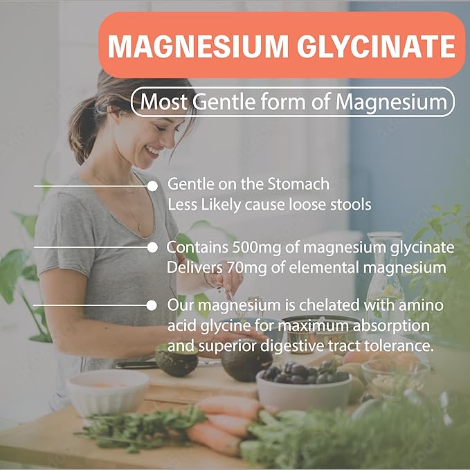 Magnesium Glycinate 500mg 100% Chelate for High Absorption Magnesium Supplement for Sleep Muscle Heart Never and Bone Support 180 Capsules