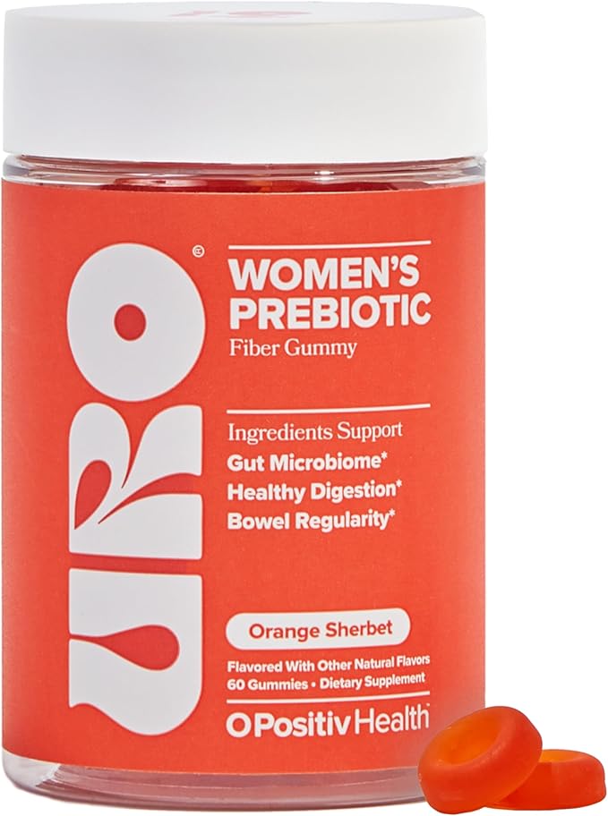 O Positiv URO Fiber Gummies for Adults 60 Count (Pack of 1) - Prebiotic Chicory Root Inulin Fiber Supplement - Daily Gummy Fiber for Digestive Gut Health - Non-GMO Vegan &amp Cruelty-Free