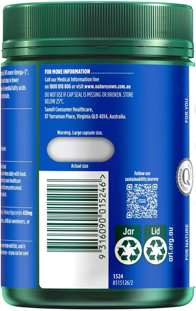 Nature's Own Omega 3 High Strength Odourless Fish Oil 1500 MG X 200 Caps