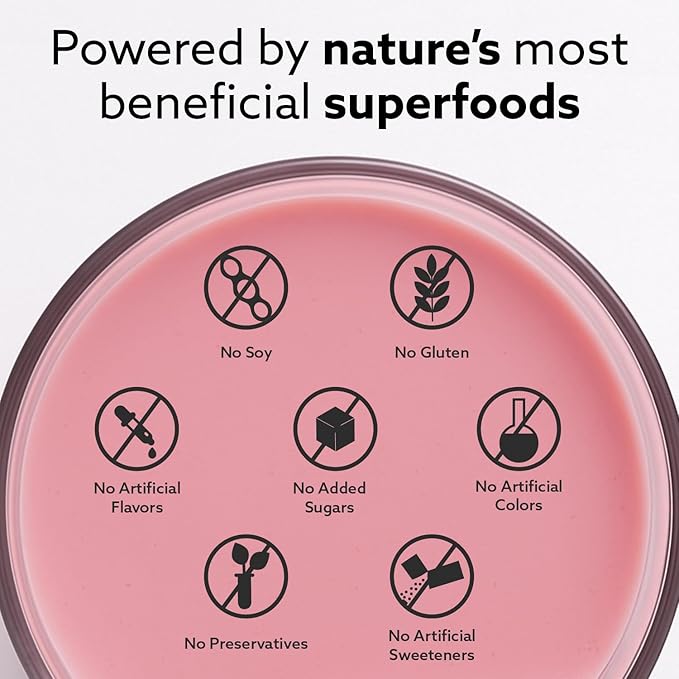 INVIGOR8 Superfood Grass Fed Whey Protein Isolate Shake Natural Strawberry Gluten-Free and Non GMO Meal Replacement with Probiotics and Omega 3 (645g)