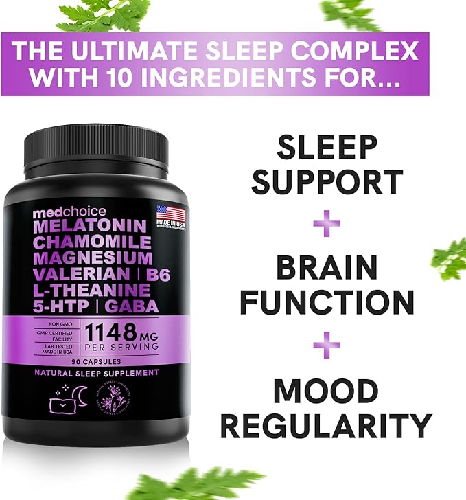 MEDCHOICE Sleep Melatonin (90ct) and Nootropic Brain (60ct) Supplement Bundle - Wellness Duo for Sleep Brain Focus &amp Mood Support - Vegan Non-GMO Gluten-Free