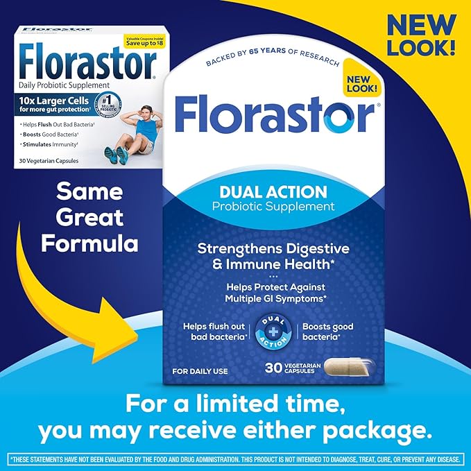 Florastor Probiotics for Digestive and Immune Health 30 Capsules Probiotics for Women &amp Men Helps Flush Out Bad Bacteria Boosts The Good with Our Unique Strain Saccharomyces Boulardii