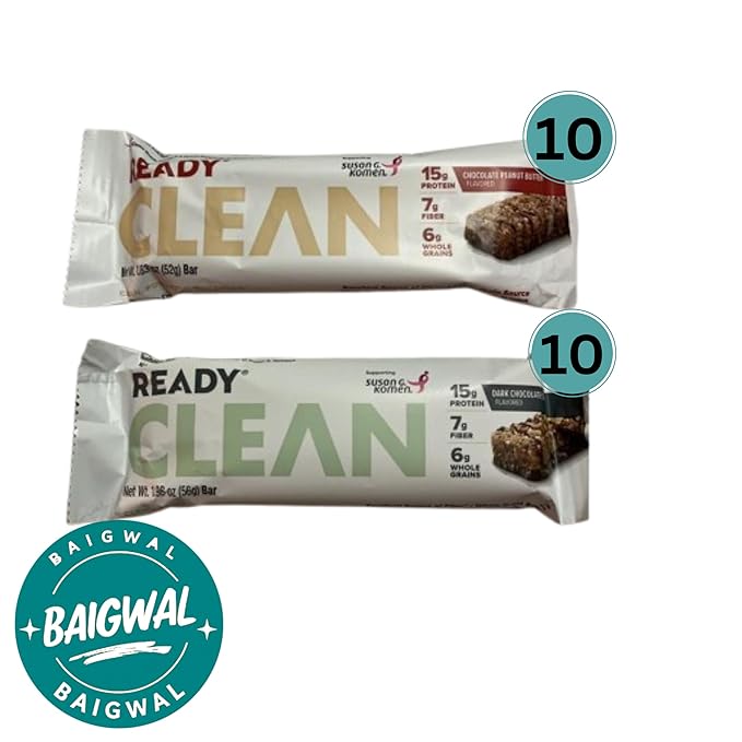 Ready Clean Protein Bars Variety Pack Chocolate Peanut Butter and Dark Chocolate Sea Salt 20 Count 15g Protein
