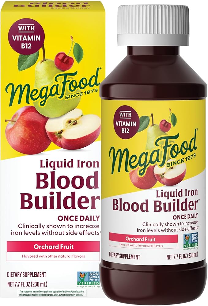 MegaFood Blood Builder Liquid Iron Supplement for Women Men &amp Kids Clinically Shown to Increase Iron Levels Without Constipation Vegan 7.7 Fl Oz (23 Servings)