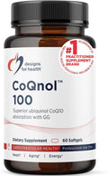 Designs for Health CoQnol 100mg - CoQ10 Ubiquinol with Superior Bioavailability + Exclusive Absorption Technology - Double CoenzymeQ10 Boost with GG - Heart Healthy Aging + Cell Support (60 Softgels)