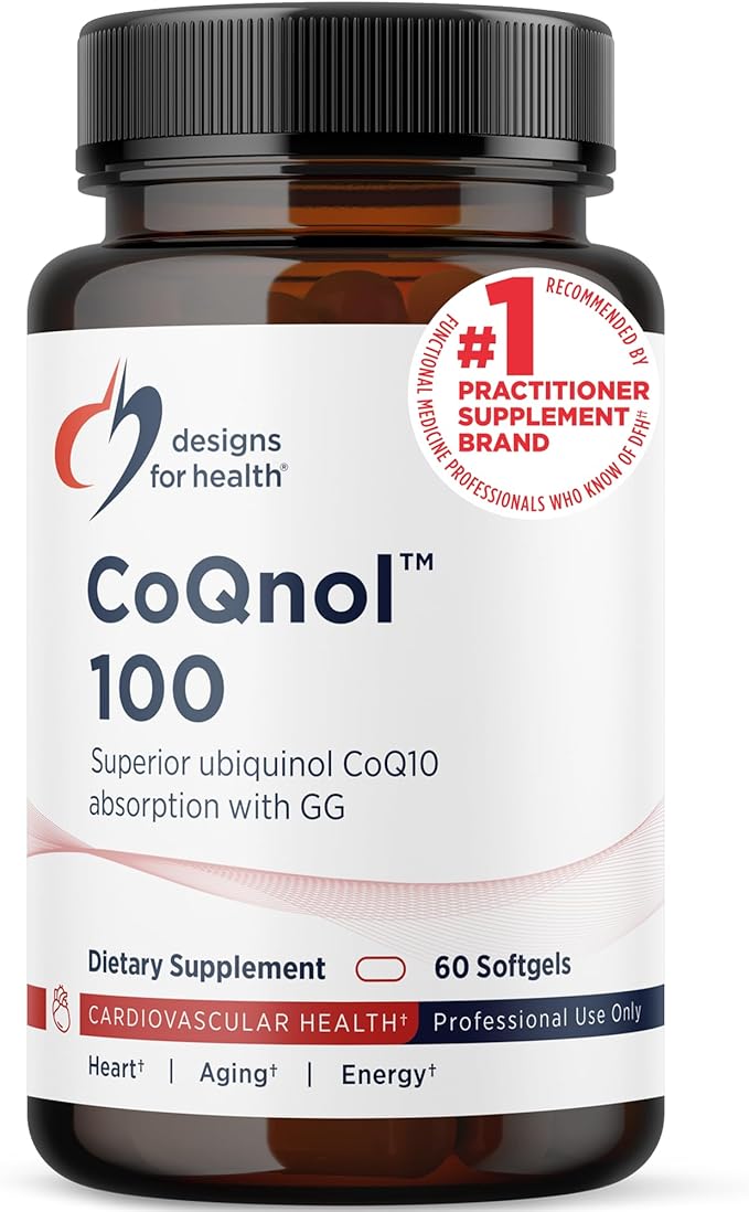 Designs for Health CoQnol 100mg - CoQ10 Ubiquinol with Superior Bioavailability + Exclusive Absorption Technology - Double CoenzymeQ10 Boost with GG - Heart Healthy Aging + Cell Support (60 Softgels)