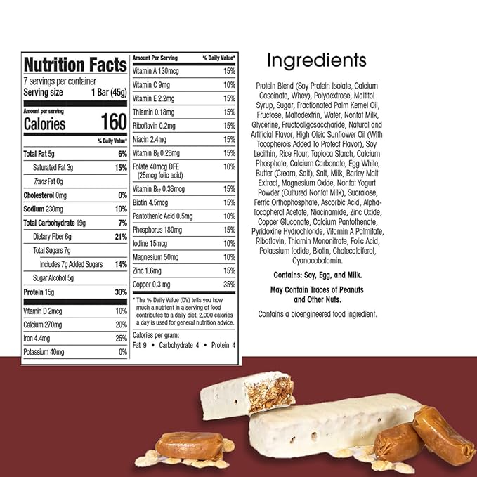 BestMed - High Protein Nutrition Bar - Low-Carb 15g Protein Low Sugar High Fiber Low Calorie Meal Replacement Bar (Vanilla Caramel 2 Box - 14 Count)