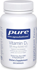 Pure Encapsulations Vitamin D3 125 mcg (5000 IU) - Supplement to Support Bone Joint Breast Heart Colon and Immune Health* - with Vitamin D - 250 Capsules