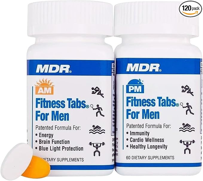 MDR Fitness Tabs Patented AM/PM Multivitamin for Men – Doctor Formulated Daily Supplement with Targeted Nutrients for Energy Brain Function Immunity &amp Cardio Health – Gluten Free – 2 Month Suppl