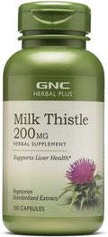 GNC Herbal Plus Milk Thistle 200mg Supplement Vegetarian Supports Healthy Liver Function 100 Servings