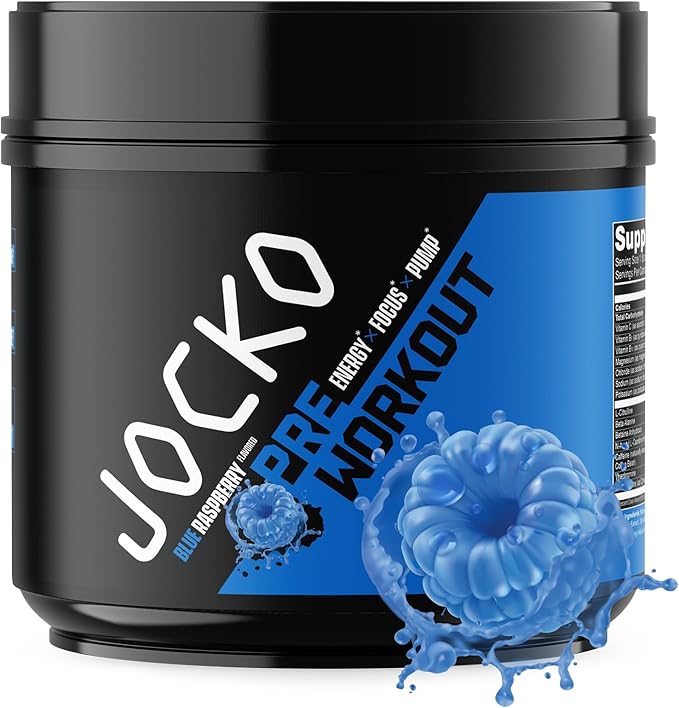 Jocko Fuel Ultimate Pre Workout Powder - Pre-Workout Energy Powder Drink for Men &amp Women - High Stim Sugar-Free Nootropic Blend to Support Muscle Pump Energy &amp Recovery 200mg Caffeine Blue R
