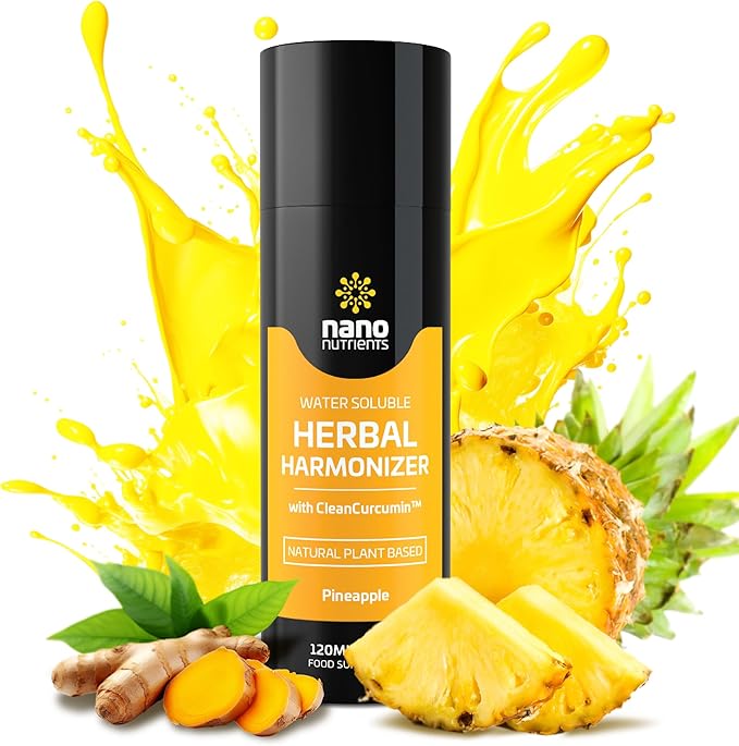 Herbal Harmonizer with CleanCurcumin(TM) - Multi Botanical Antioxidants Supplement - Water Soluble - Nano Curcumin - Holistic Wellness Defender - Healthy Drink Mix (4 fl.oz Pineapple)
