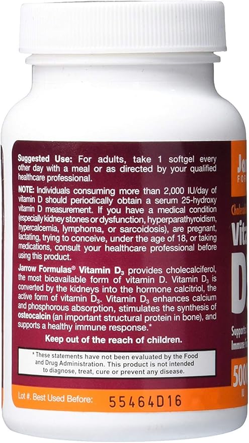 Jarrow Formulas Ultra Strength Methyl B-12 5000 mcg &amp Methyl Folate 800 mcg + P-5-P &amp Vitamin D3 125 mcg (5000 IU) - 100 Servings (Softgels)