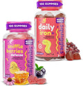 Squiggles Sniffle Berries (100 Count) + Daily Iron Gummies (100 Count) Duo - Tasty Chewy Gummy - Kids Immune Booster